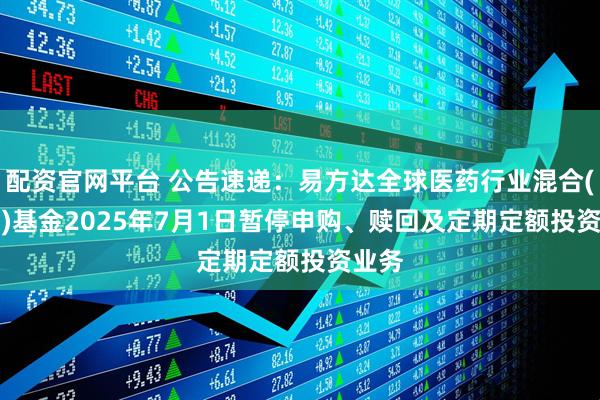 配资官网平台 公告速递：易方达全球医药行业混合(QDII)基金2025年7月1日暂停申购、赎回及定期定额投资业务