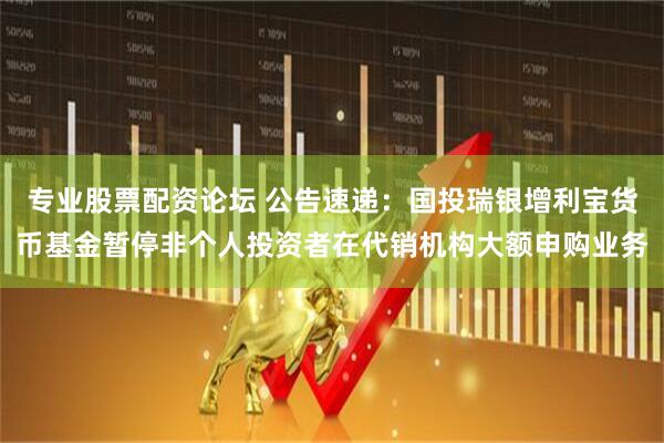 专业股票配资论坛 公告速递：国投瑞银增利宝货币基金暂停非个人投资者在代销机构大额申购业务