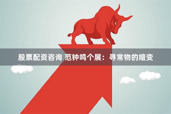 股票配资咨询 范钟鸣个展：寻常物的嬗变